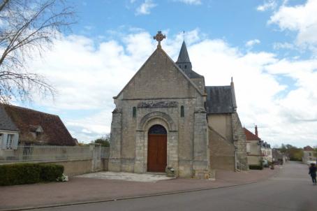 Front facade of  a church in a small village