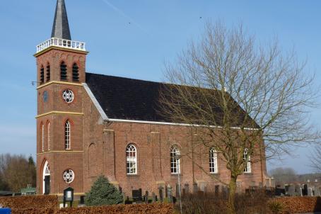 Brick church in a park