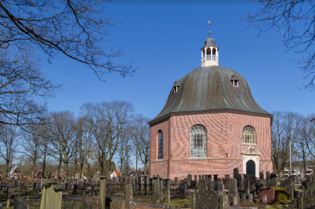 Octagonal church in a graveyard