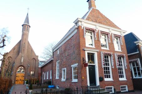 Church with small turret in a residential area