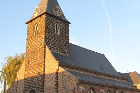 Brick church with small bell tower