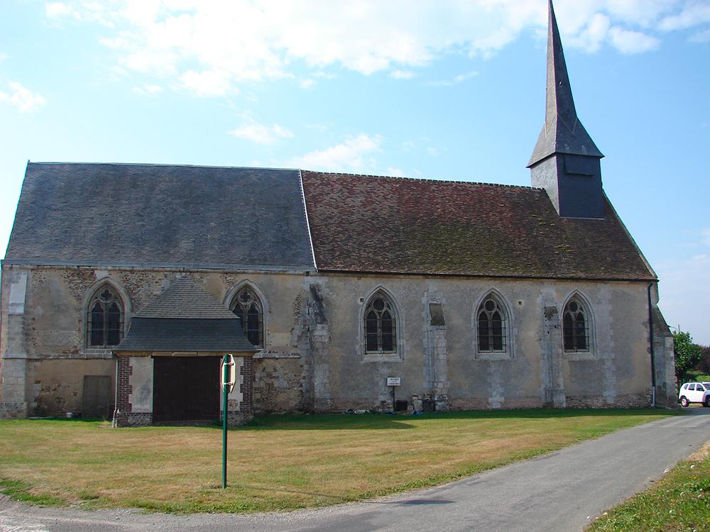 Side view of a church devorated swith a pointed pinnacle