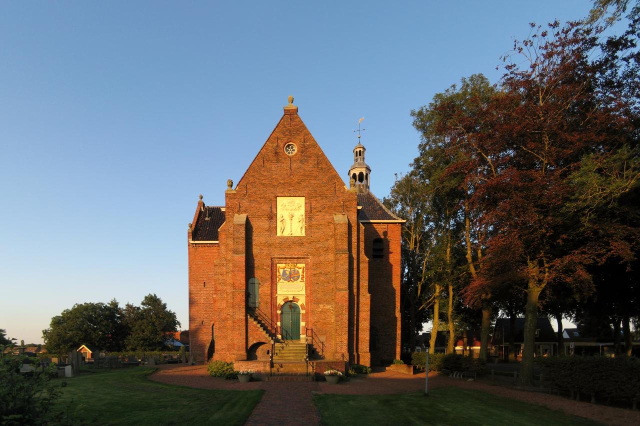 Brick church in a park