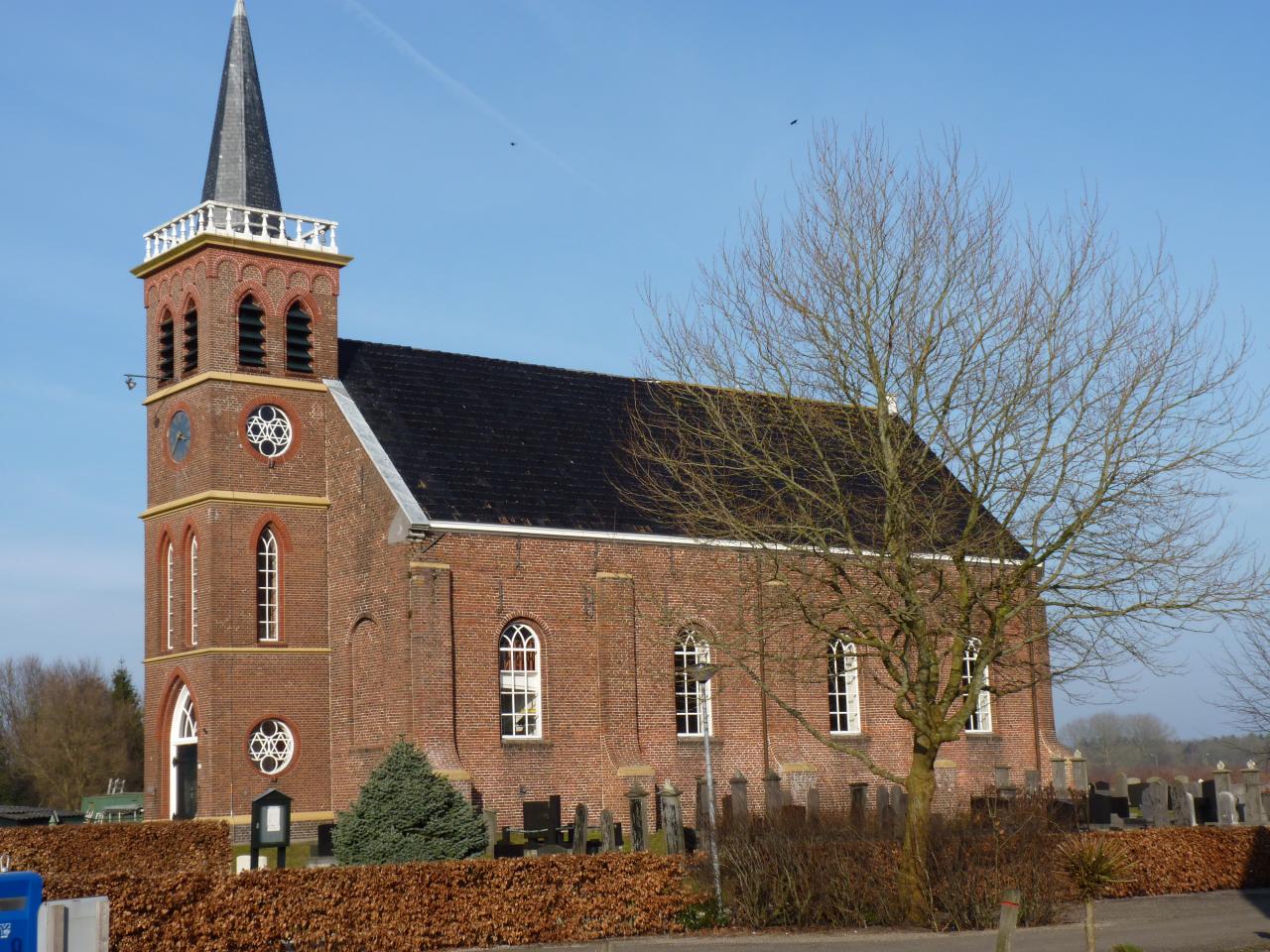 Brick church in a park