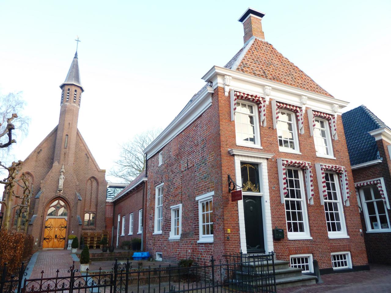 Church with small turret in a residential area