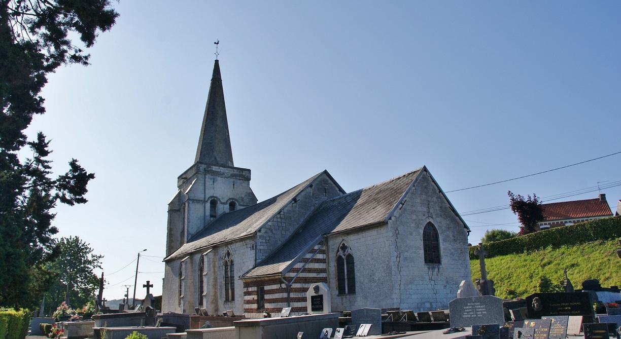 A church with a tree 