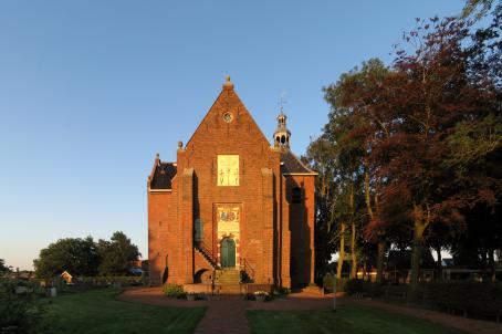 Brick church in a park