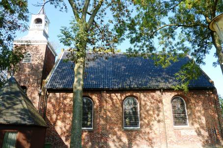 Brick church in a park