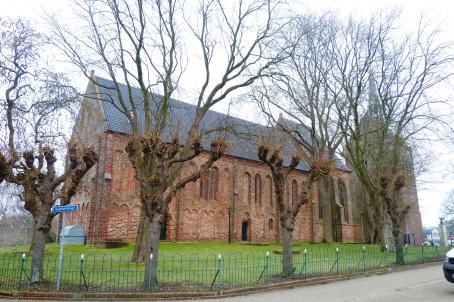 Romanesque church made of red bricks