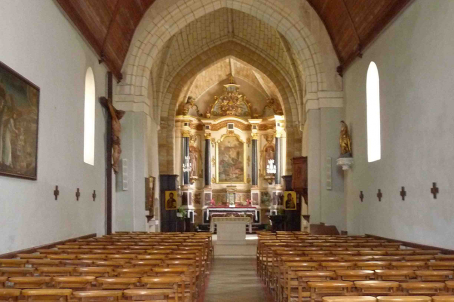 Interior of a church with pews