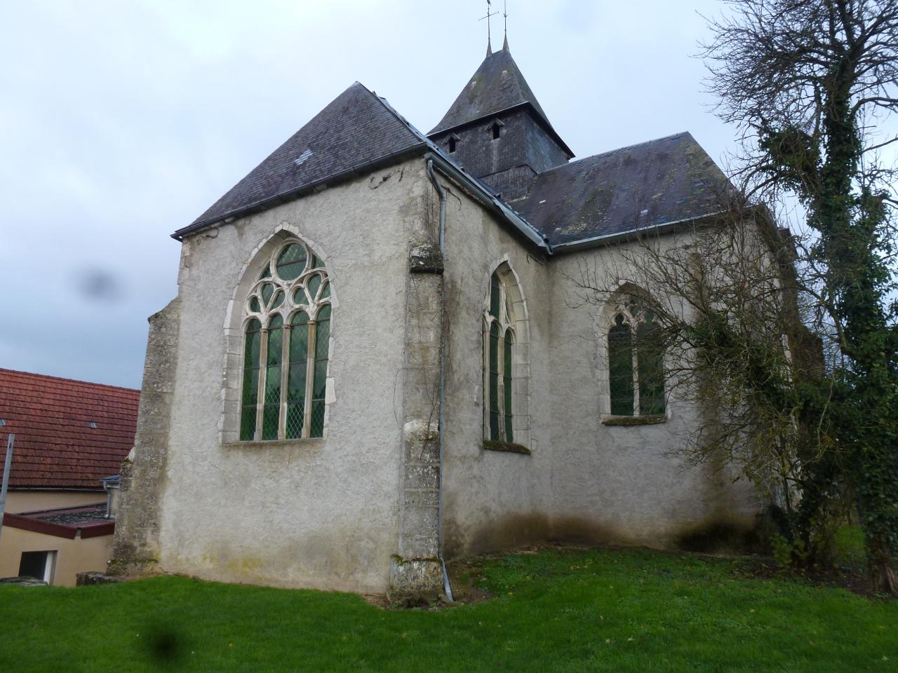 A white church with a slate roof 