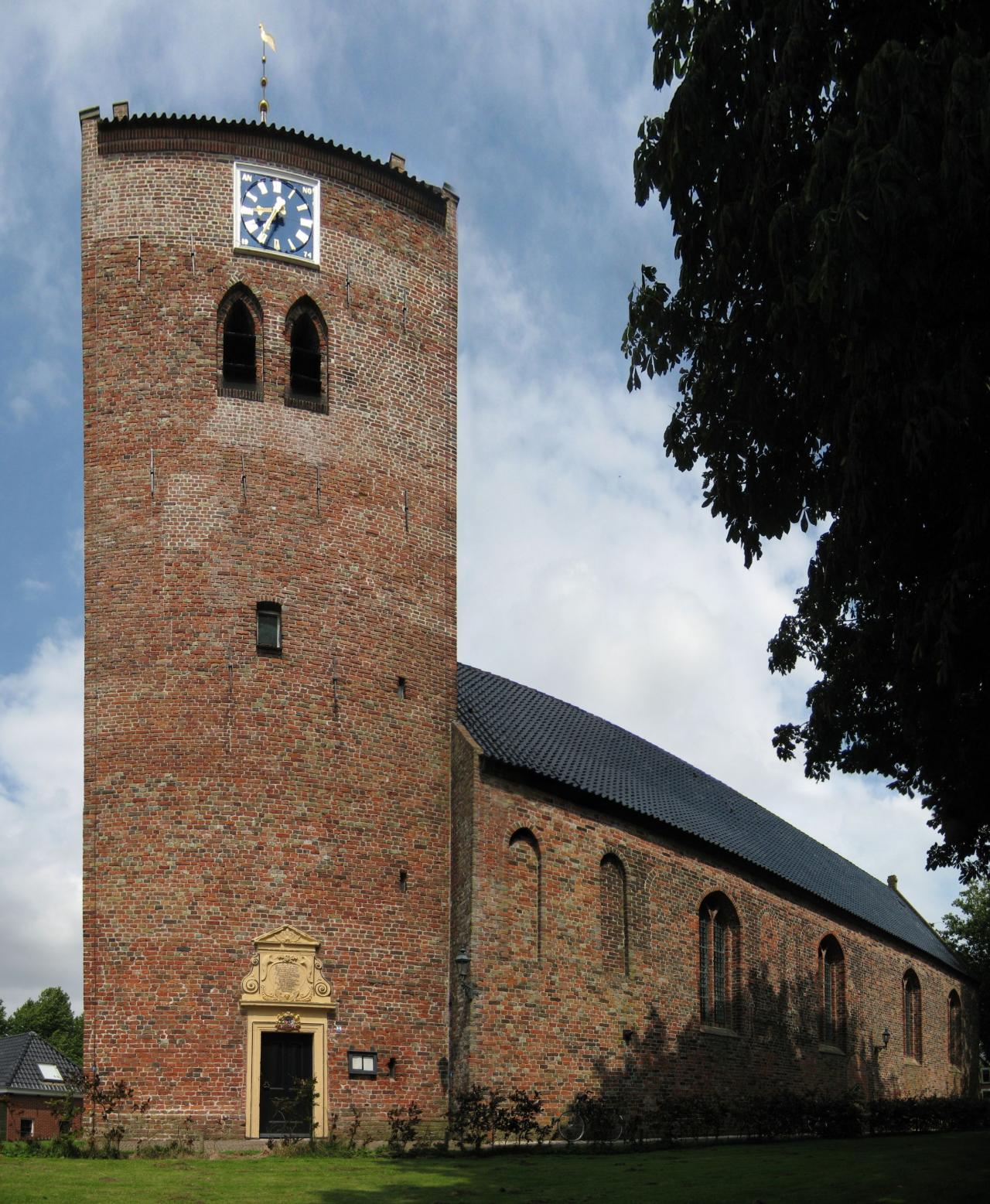 Foreground of church bell tower